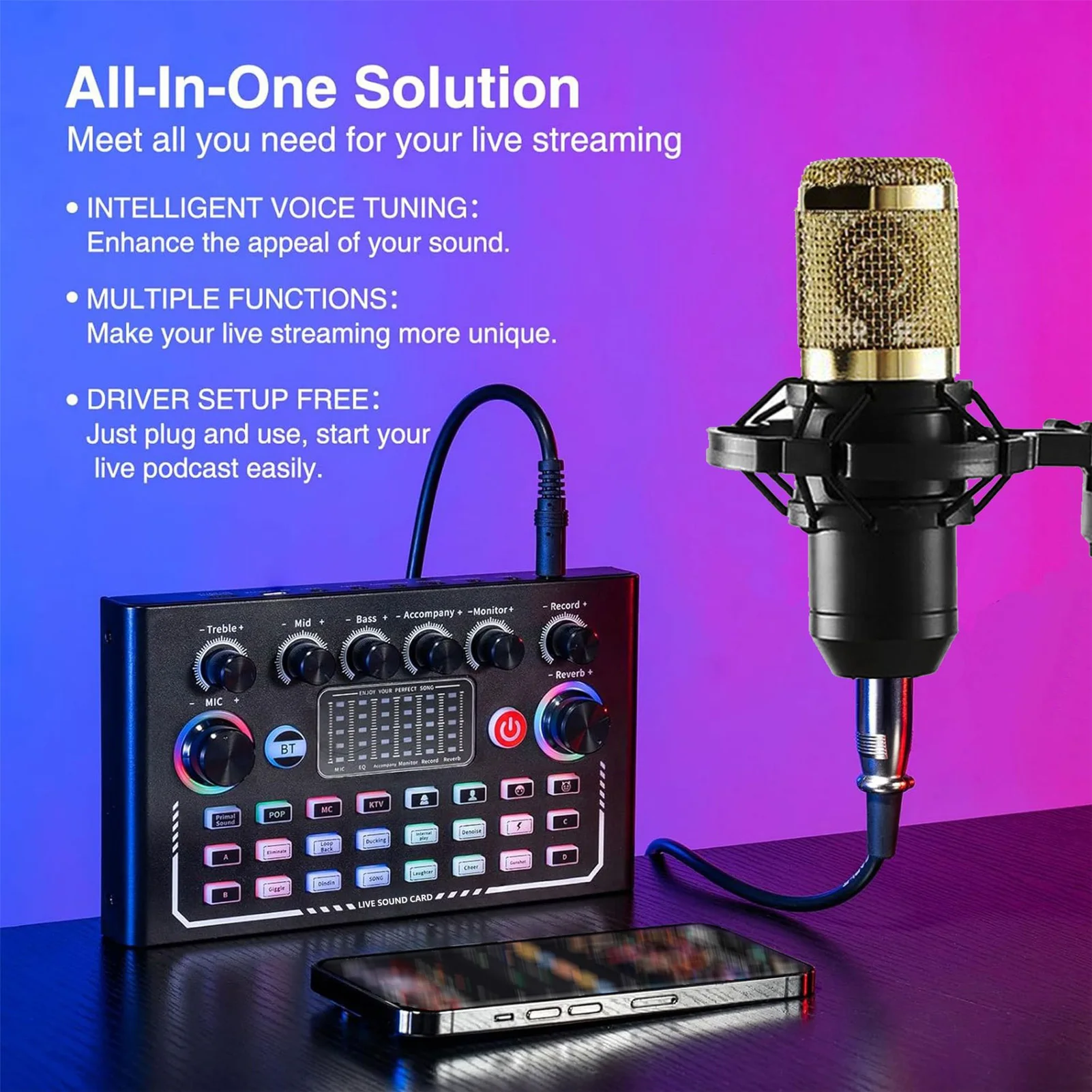 Live Sound Card Professional Sound Mixer Multi Functional Live Streaming Voice Changer Soundboard Sound Board Sound Mixer Board