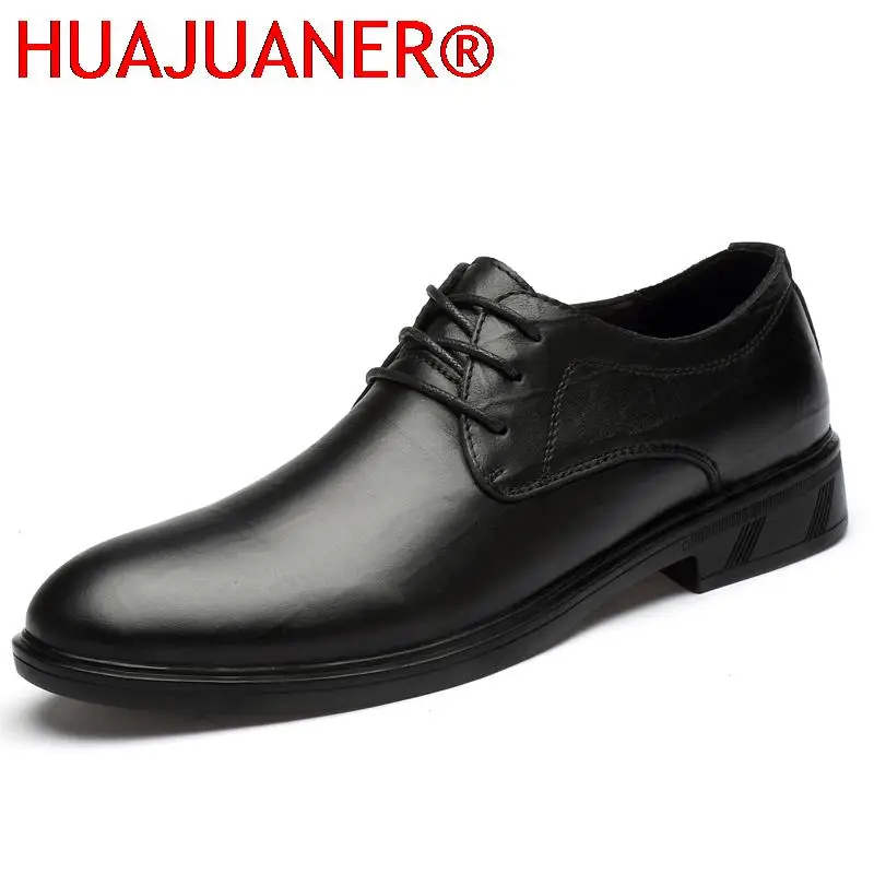 

Men Dress Shoes Genuine Leather Luxury Business Casual Shoes Elegant Designers Derby Shoes High Quality Office Shoes