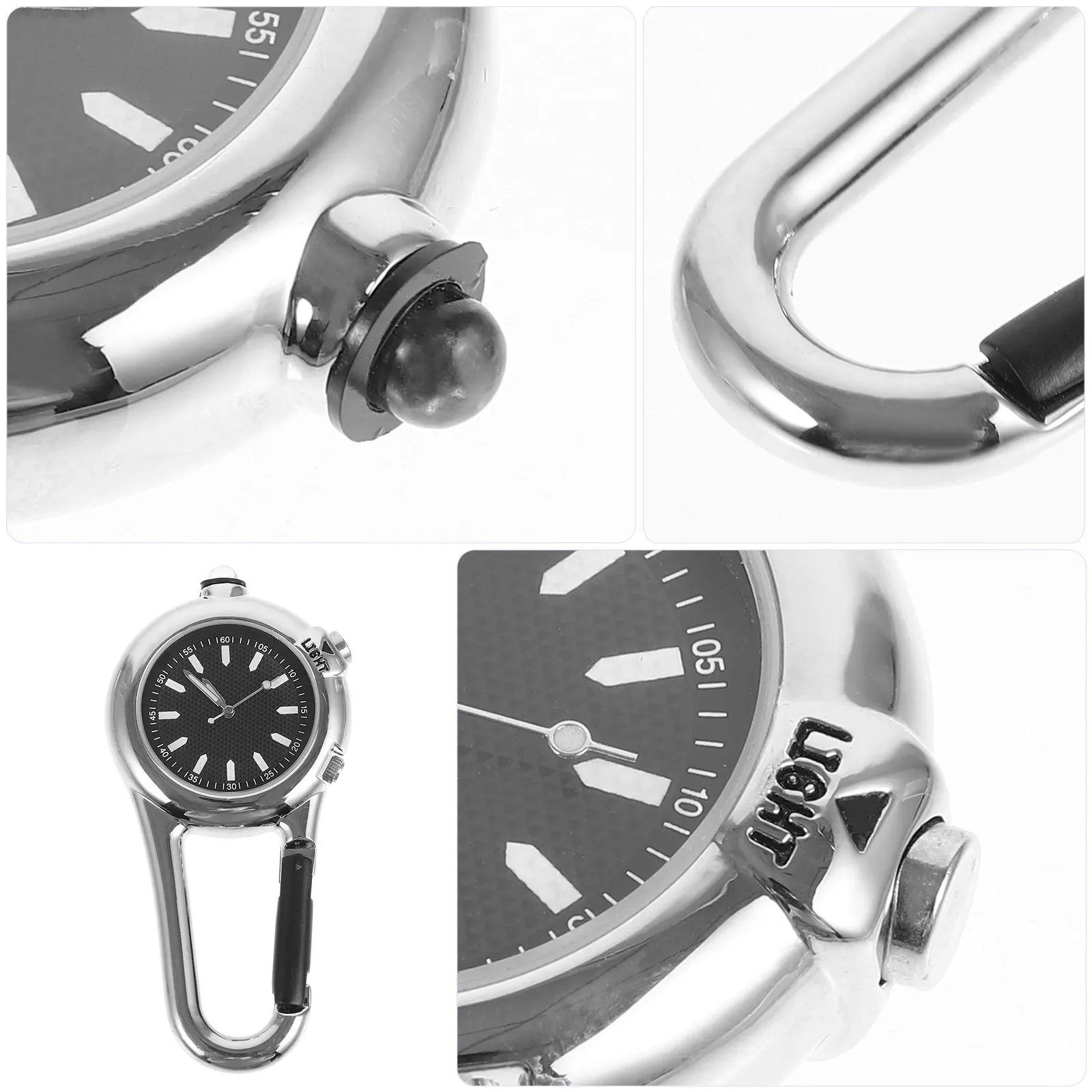 

Outdoor Waterproof Stainless Steel Pocket Watch Carabiner Clip-on Climbing Camping Hiking Backpack Watch Gift Climbing Tool