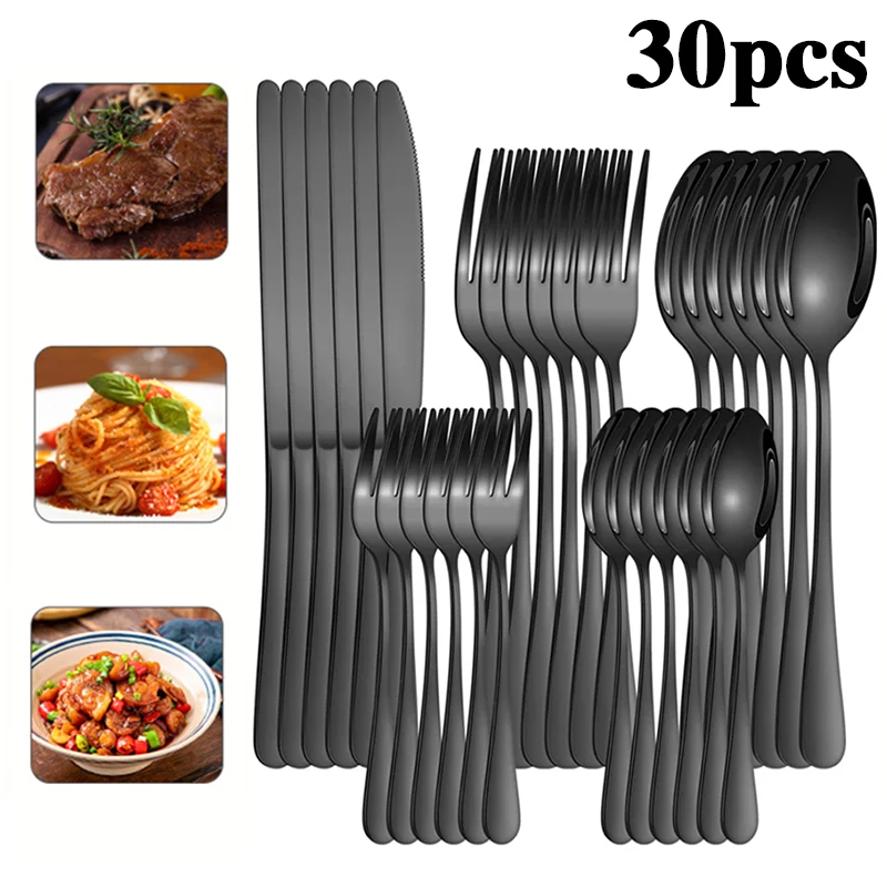 

30 шт., трансграничные столовые приборы из нержавеющей стали 1010, ножи, вилки и ложки, набор готельного стейка Gao Yan в западном стиле