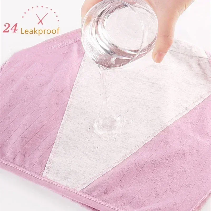 Calzoncillos de XL-6XL, calzoncillos menstruales de talla grande, bragas de algodón para la menstruación, pantalones fisiológicos de cintura alta a