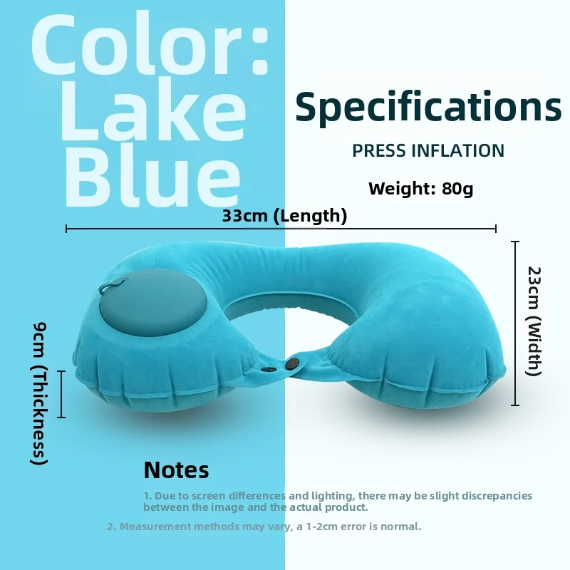 Press Inflatable U Shaped Pillow Portable Travel Neck Pillow Soft TPU Airplane Pillow for Office Camping