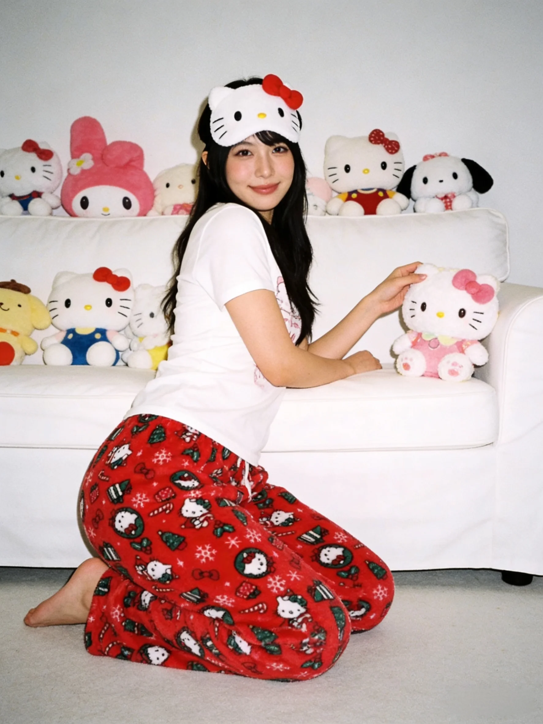 Hello Kitty Christmas Collection: Flannel Sleep Pants, Red Warm Lounge Pants for Couples, Party Outfits! Perfect Holiday Gifts! view 2