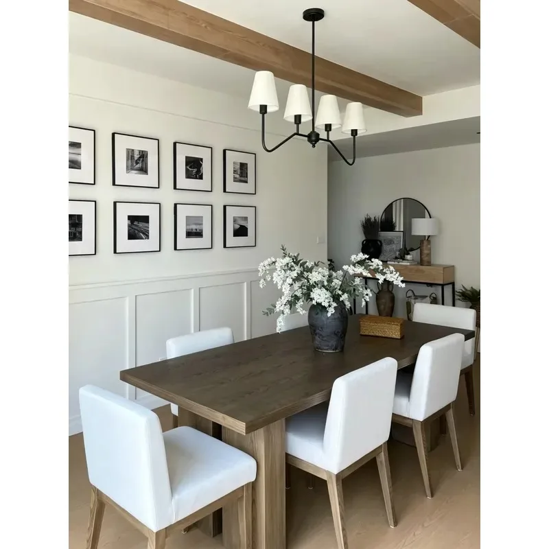 Modern Rectangular Oak Dining Table Simple Solid Wood Base Minimalist Design for High End Villa Projects Quiet Luxury Style