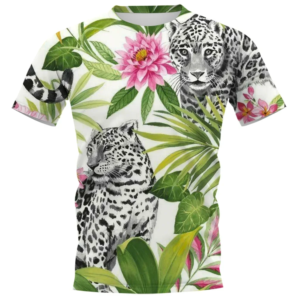 HX Fashion Animals T-shirts Tropical Peacock Hibiscus 3D Graphic TShirts Tees Summer Short Sleeve Casual Shirts Hip Hop Tops