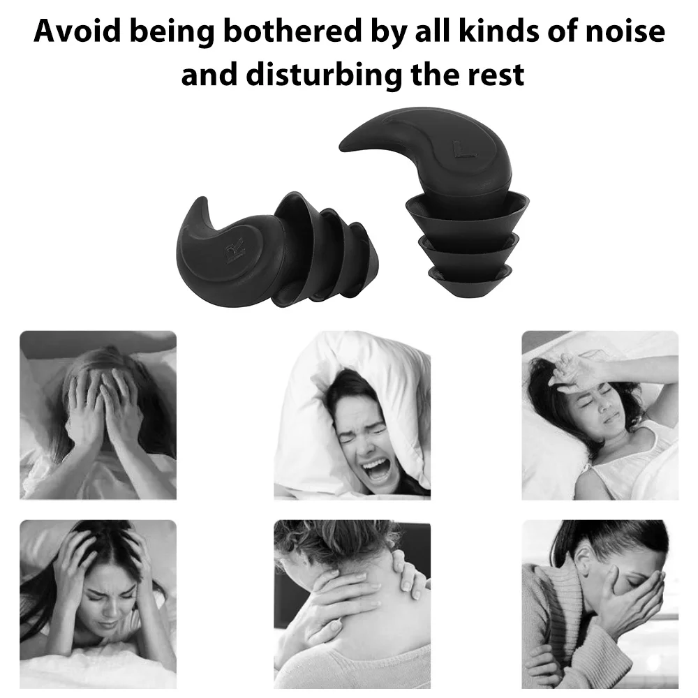 3 Layer Sleep Ear Plugs Reusable Tapered Noise Reduction Sound Insulation Earplugs Hearing Protector