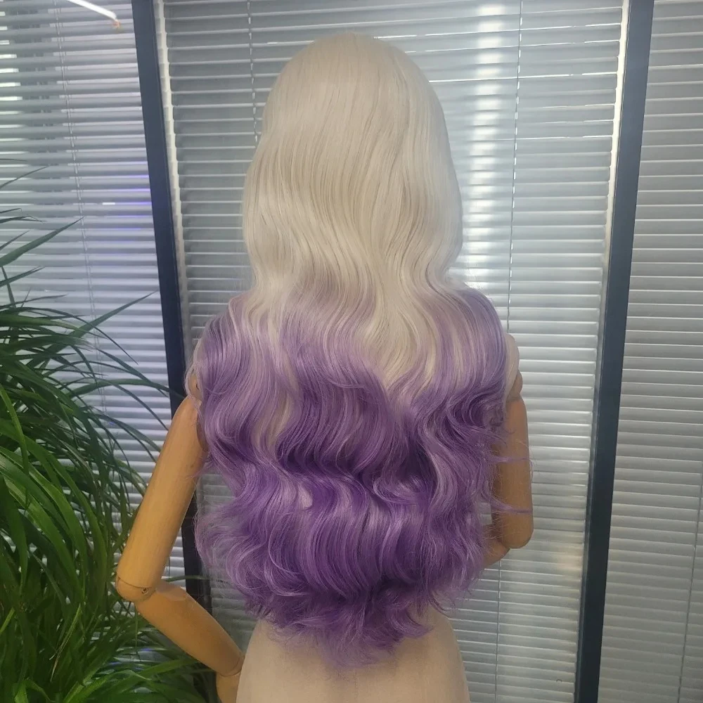 Purple Lace Front Synthetic Transparent  Woman Fashion Personality Cosplay Wigs