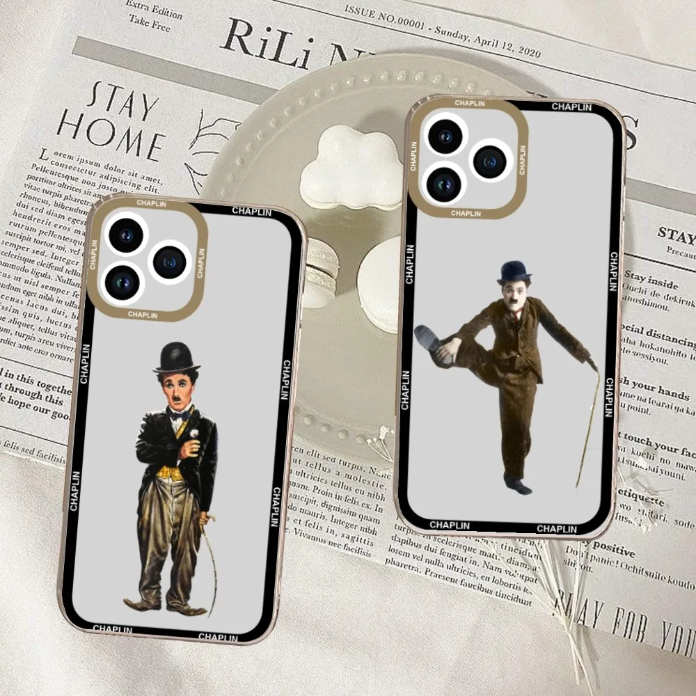 Funny Charlie C-Chaplin Phone Case For iPhone 11 12 Mini 13 14 15 Pro Max Transparent Shell