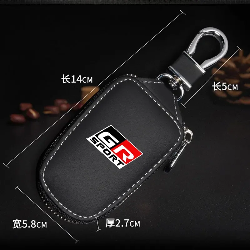 PU Leather Keychain shield key Bag Pendant Key Cover case Men Women For Toyota GR Sport Gazoo Racing Yaris Corolla Hilux Supra