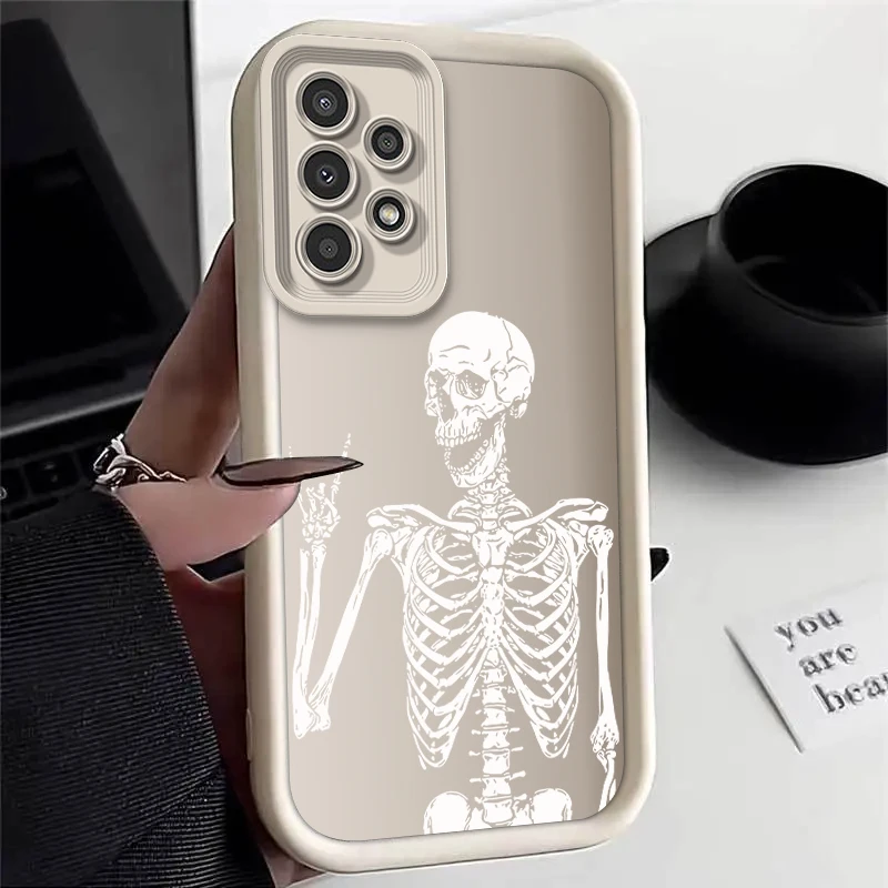 Skull Silicone Phone Case On For Samsung Galaxy A52 A33 A72 A32 A73 A55 A23 A14 A22 A15 A25 A35 A22S A05 S A52S 4G 5G Cover