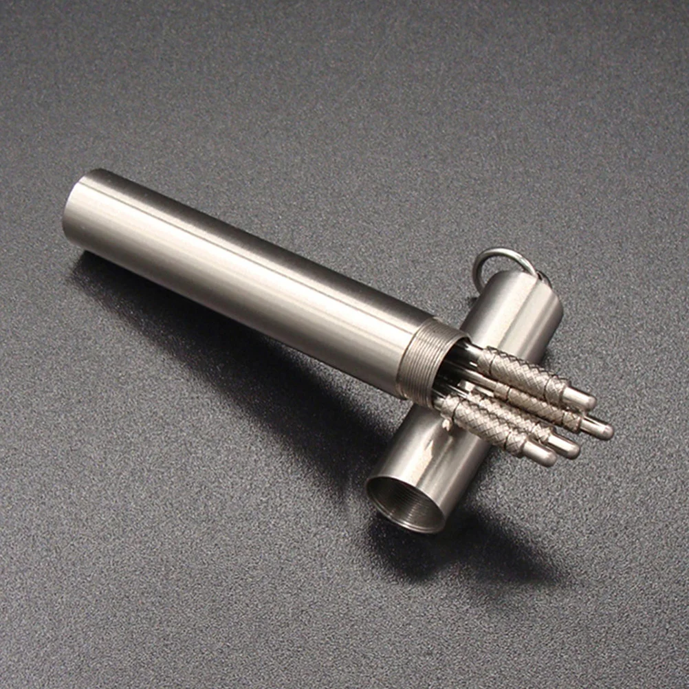 

4Pcs Stainless Steel Toothpick Capsule Portable Holder Set Mini Box for Travel Outdoor Camping Pocket Toothpick Container