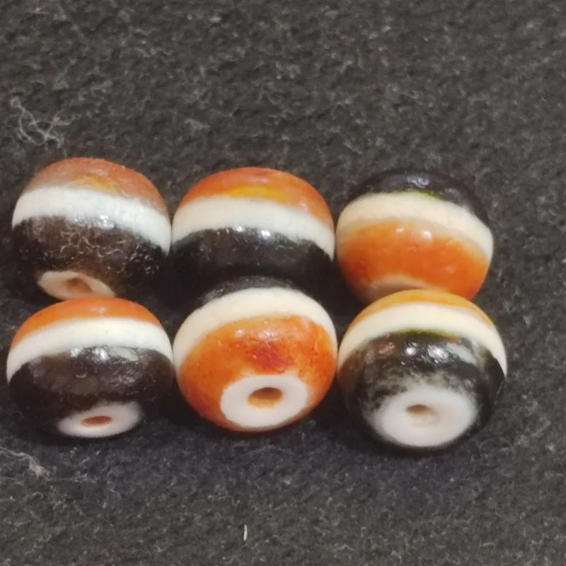 Tibetan Totem Agate Dzi Horseshoe Weathered Tricolor First Line Medicine Master Tianzhu Necklace Pendant DIY Accessories