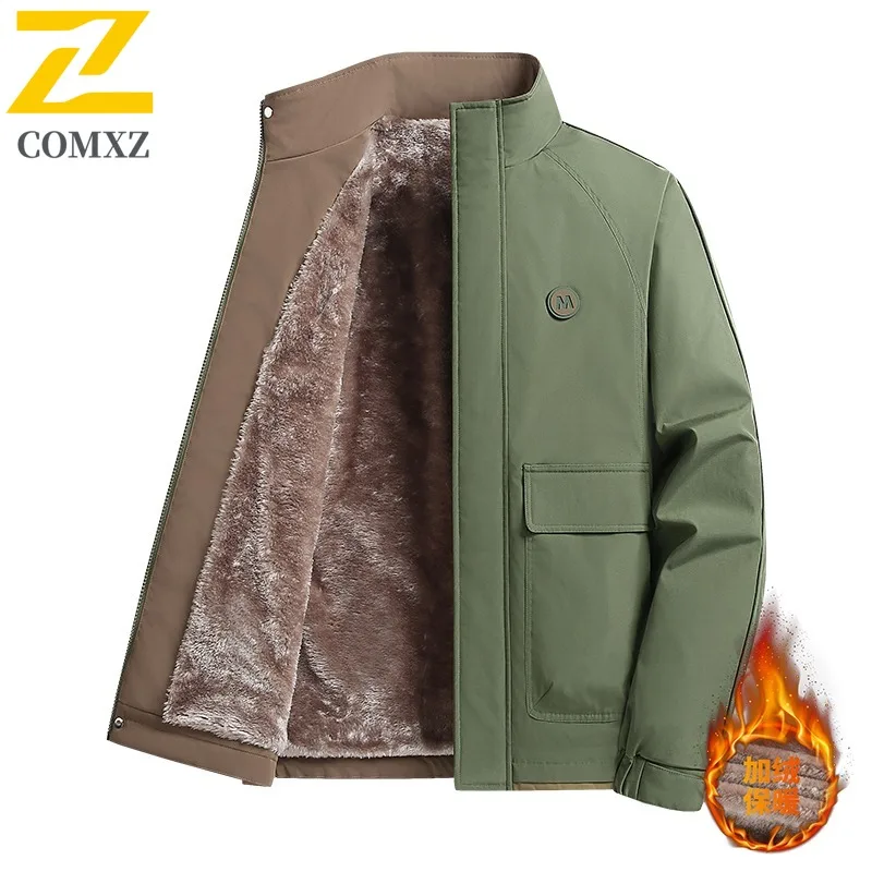 

COMXZ Высококачественная стеганая куртка с воротником-стойкой, утолщенная парка для катания на лыжах, однотонная дорожная морозостойкая зимняя куртка на молнии