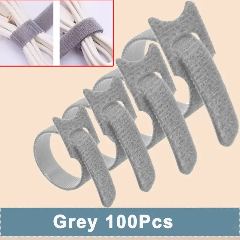 100 STKS 10/15/20 cm Kabelbinders Herbruikbare Sluiting Klittenband Tape Multi-color T-Type Draadbinder Verstelbare Kabelbinders Organizer