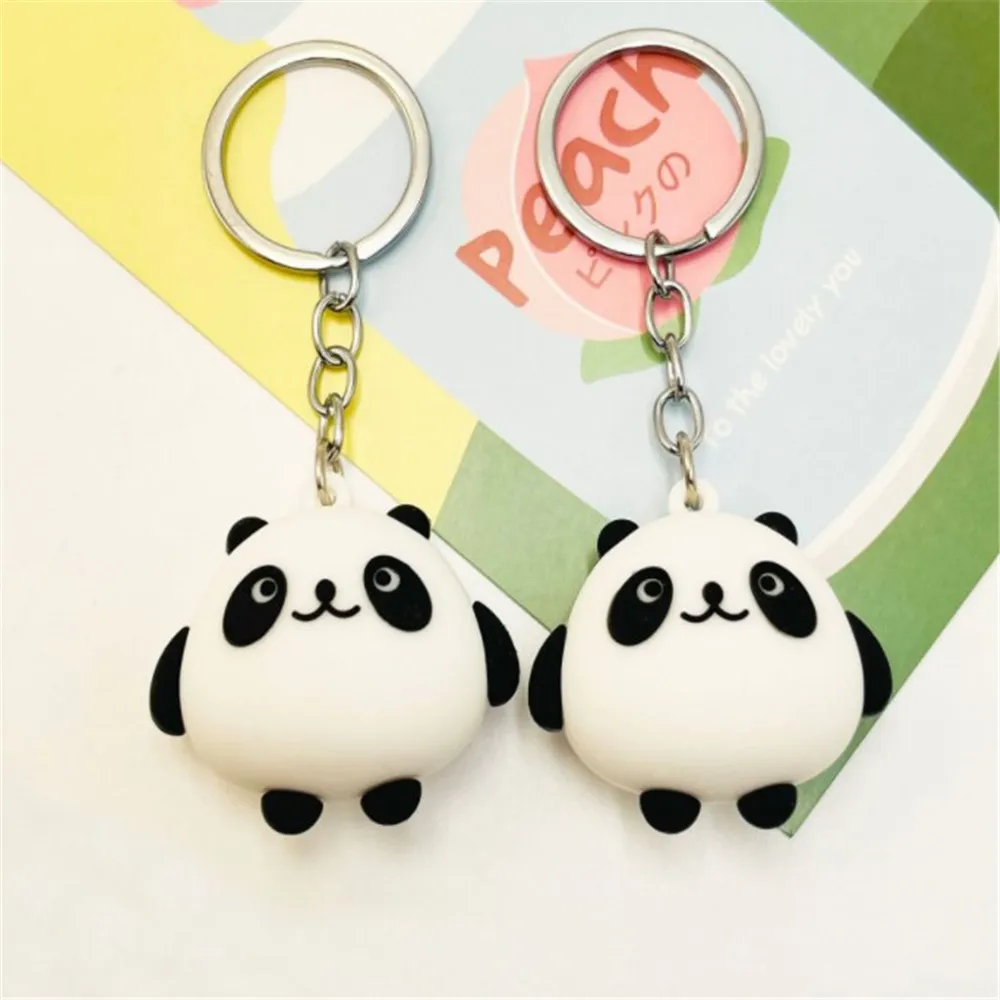 2024 New Cute Panda Keychain Creative Cartoon PVC Key Chain Panda Key Ring Car Keychain Bag Pendant Ornament Jewelry Gift Unisex