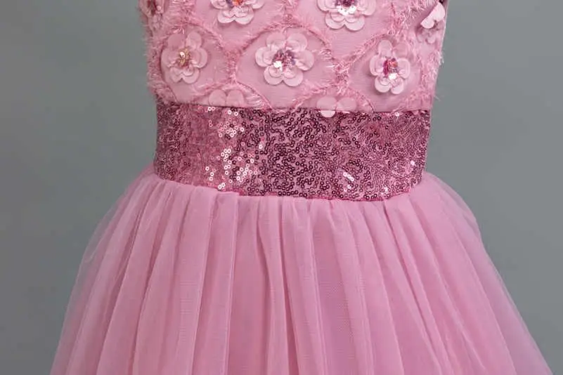 여자아이들을 위한 정장 드레스, 쉬폰 생일 파티 가운, 자수 스팽글 꽃무늬 치마 크리스마스 파티 공주 할로윈 가운