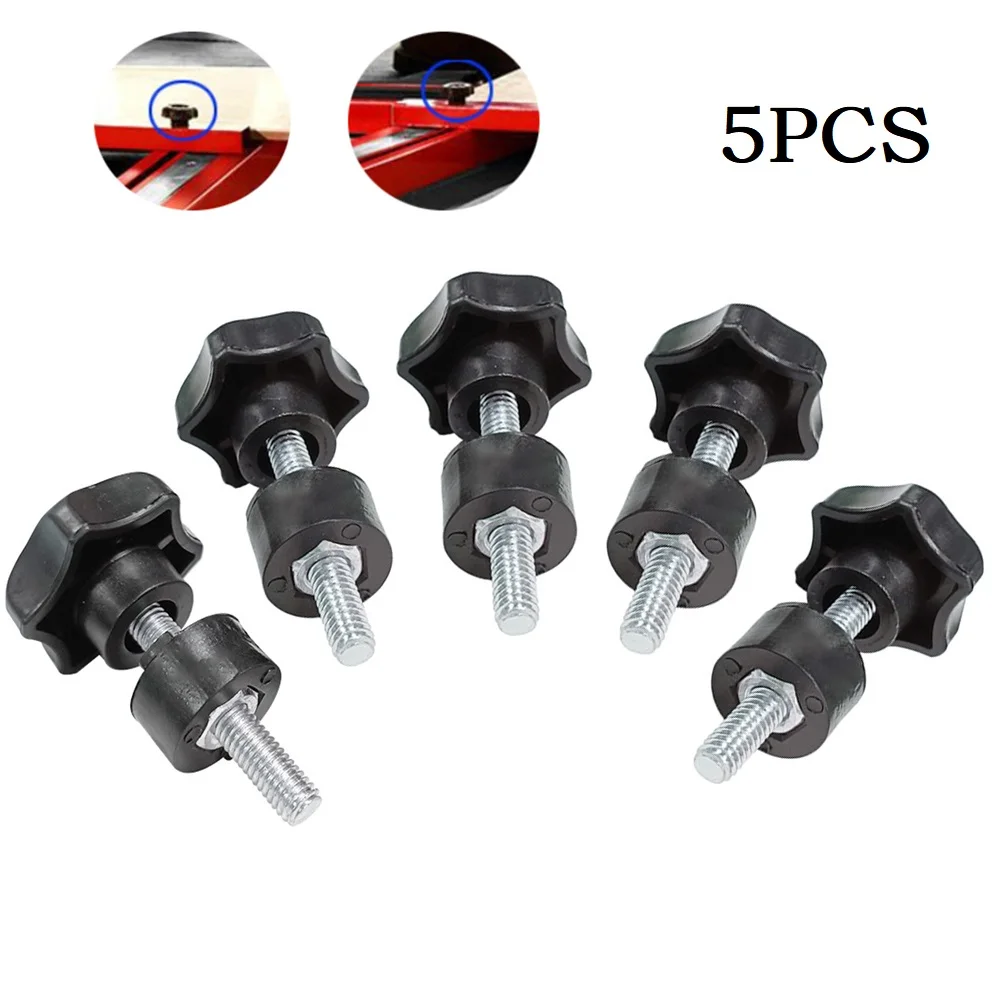 5pcs Black Bolt Bakelite Great For Saw Hand Knob Plastic Screw On Six Petals Clamping Handle Star Shape Thread