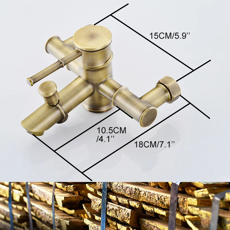 Bathroom Bamboo Bath Shower Faucets Set Bathtub Faucet Water Mixer Crane Tap Antique Bronze Finished with Hand Shower EL740