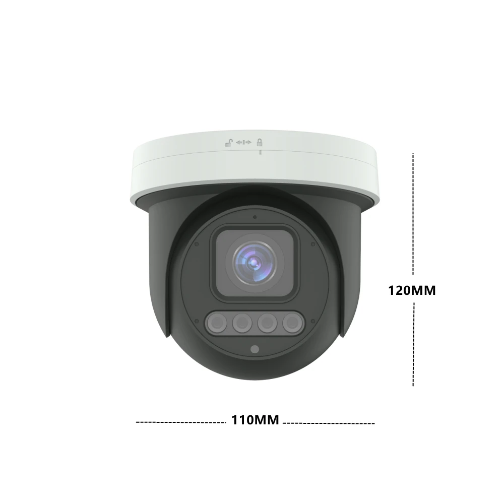 8MP Dome IP PTZ ONVIF POE Camera Outdoor 4xZoom Waterproof ONVIF Two Way Audio Video Surveillance Infrared Camera with Bracket