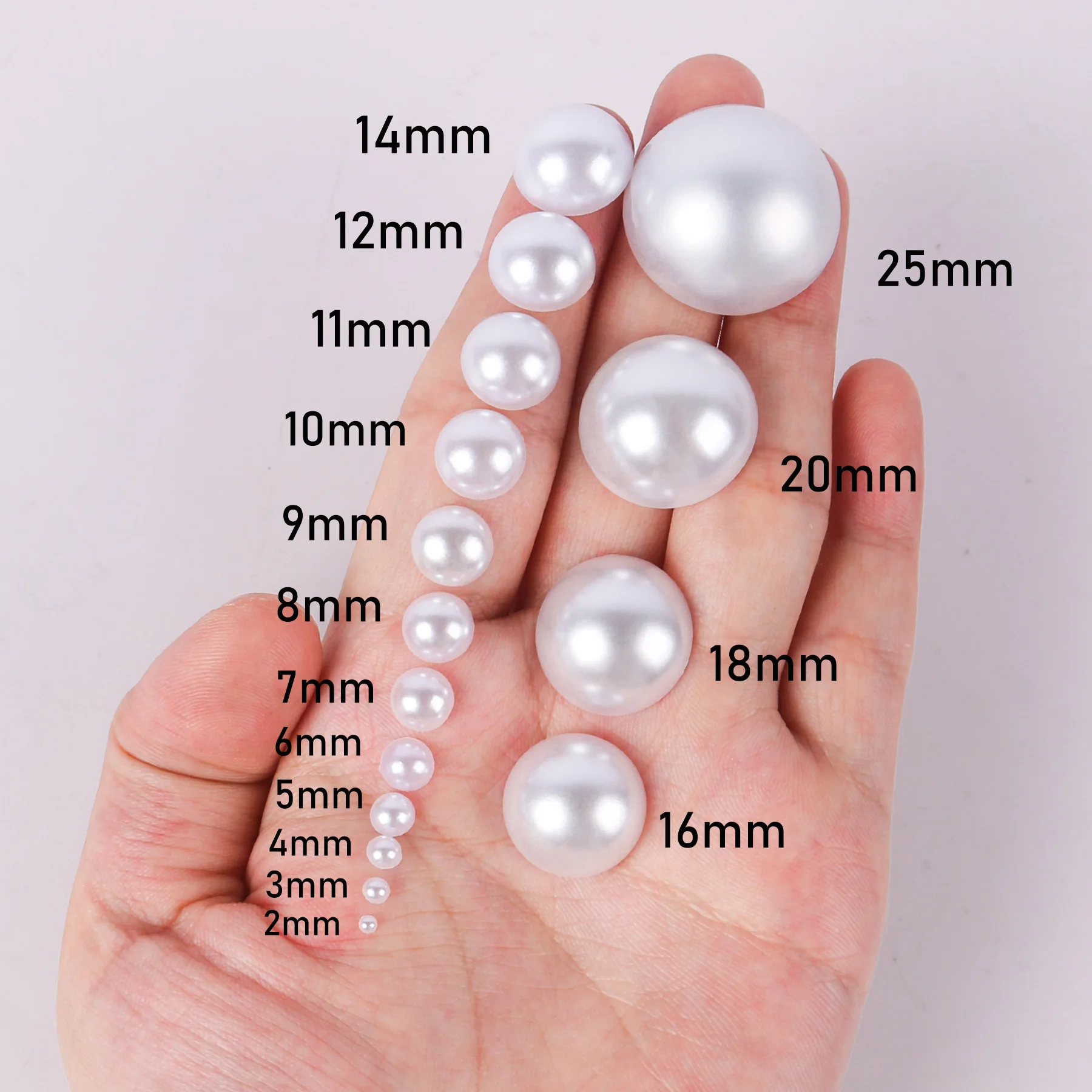 2-25mm White Color Half Round Pearls Flat Back Pearl Beads for 3D Nail Art DIY Craft Wedding Decoration