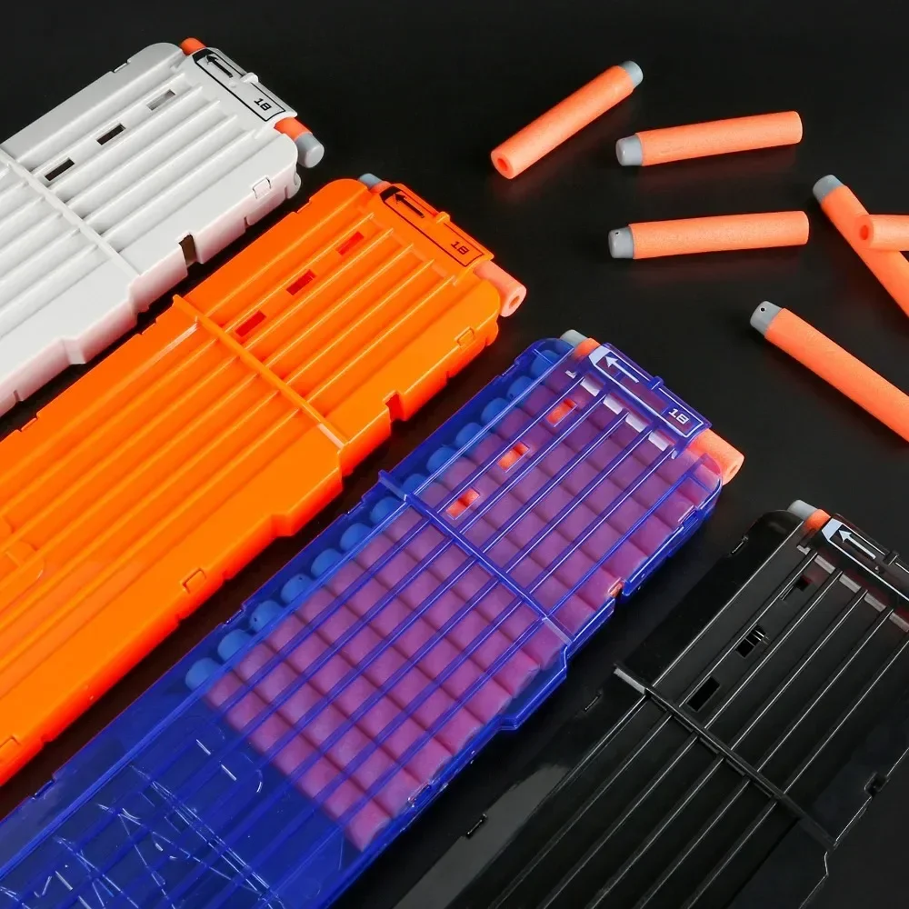 Nerf Magazine 용 18 오렌지 리로드 클립 Nerf Blaster 용 라운드 다트 교체 장난감 총 소프트 총알 클립