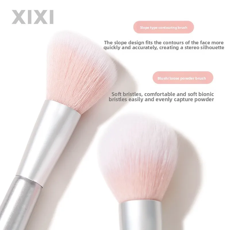 Gesichtspinsel mit zwei Enden – Puder-/Rougie-/Textmarker-/Konturpinsel, Mini-Make-up-Pinsel-Set, tragbares Reise-Kosmetikwerkzeug