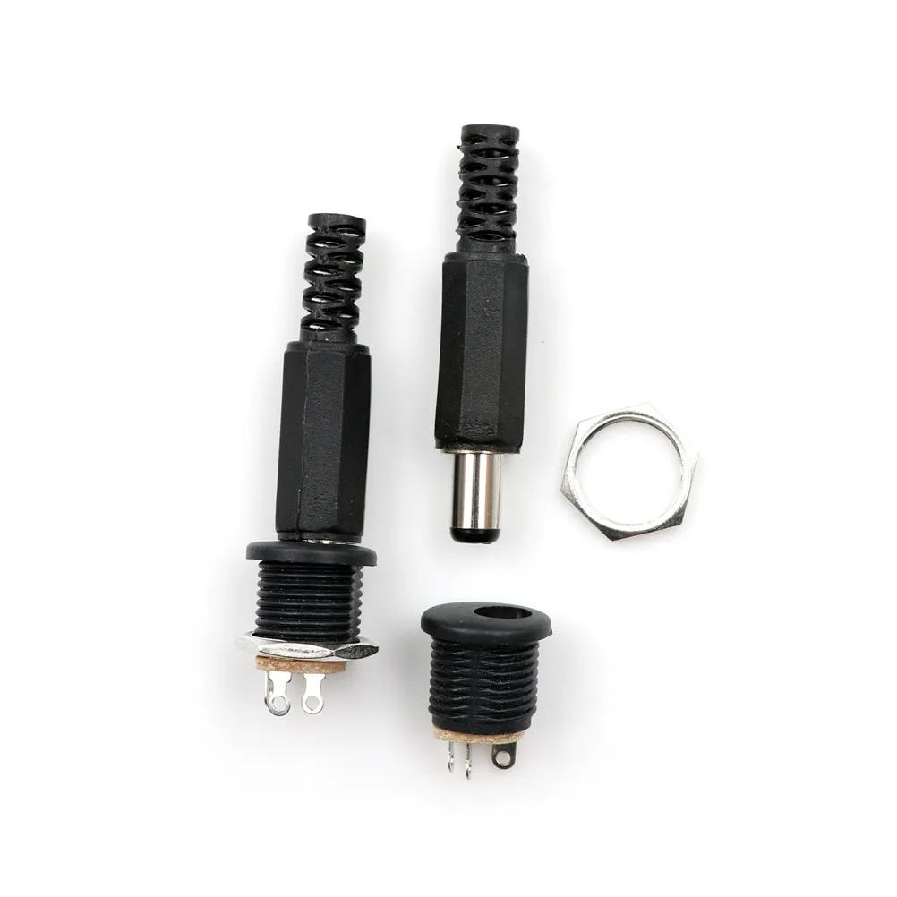 5sets 12V 3A Plastic Male Plugs + Female Socket Panel Mount Jack DC Power Connector Electrical Supplies
