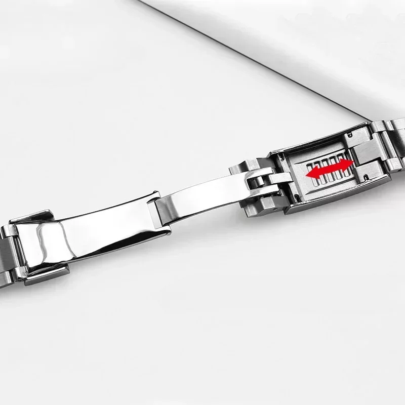 سوار من الفولاذ المقاوم للصدأ الصلب لحزام ساعة رولكس اكسبلورر II بإبزيم قابل للطي للرجال من نوع القوس واجهة خاصة