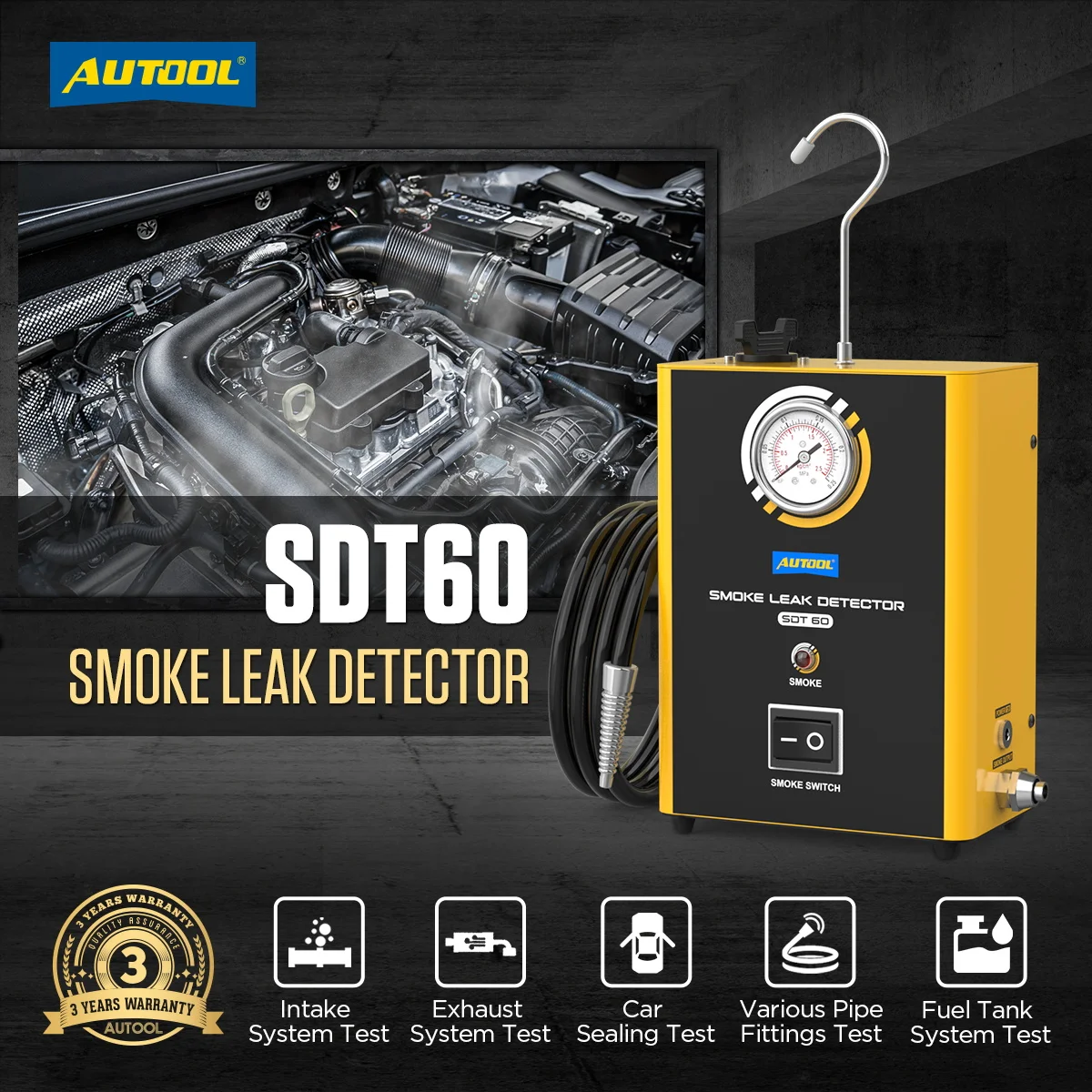 AUTOOL SDT60 Cheap Evap Pipe Autool Automotive Smoke Diagnostic Leak Detector Tester Machine for Cars for Evap System