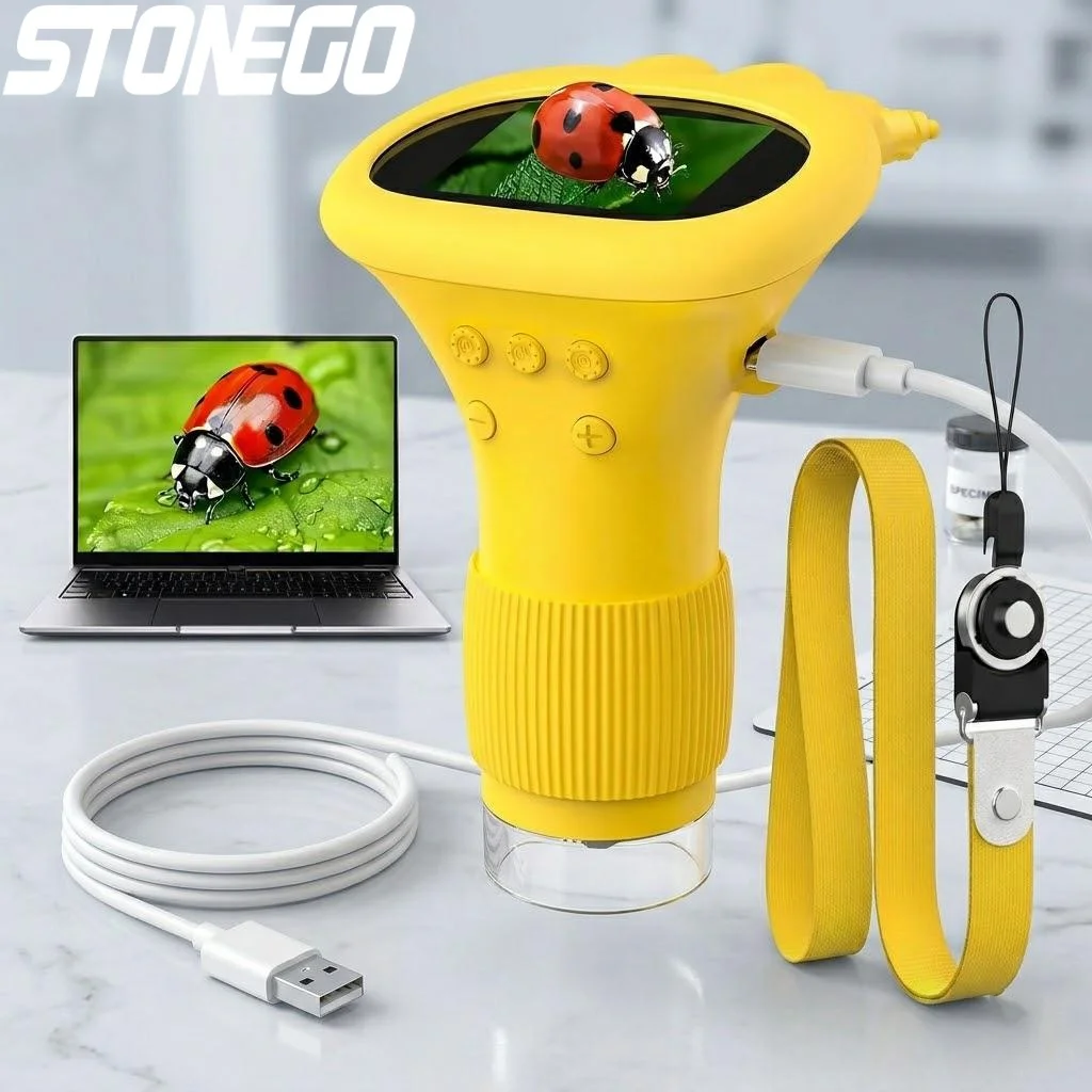 Portable 1000X HD Electronic Magnifier IPS Screen 8 LED Lights Real Time Imaging Microscope for Kids and Adults
