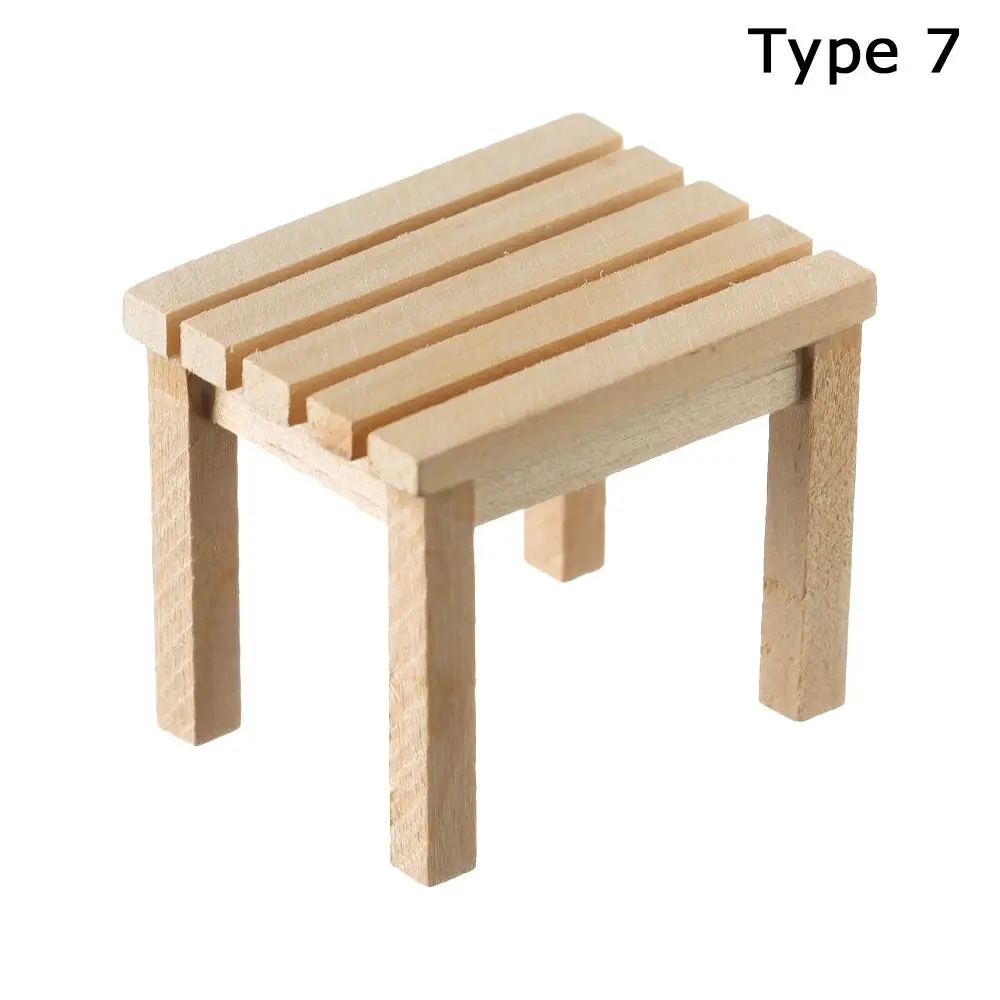 Photo Props Restaurant Livingroom Playing House Miniature Chair Sofa  House Accessories Wood Mini Stool Dollhouse Furniture