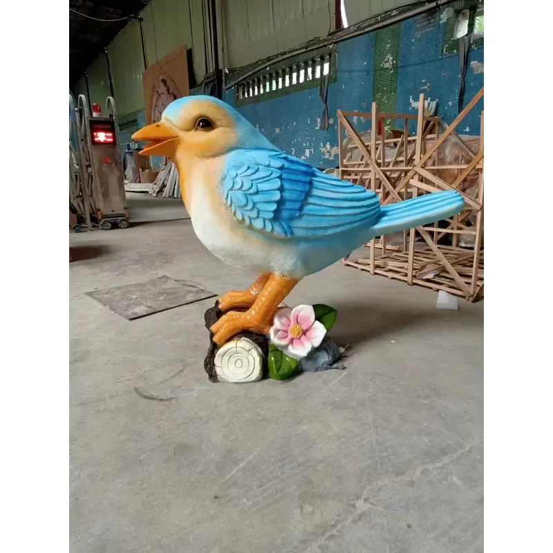 Resin Crafts Parrot Standing on Branch Statue Animal Bird Sculpture for Garden Decoration Outdoor Decor