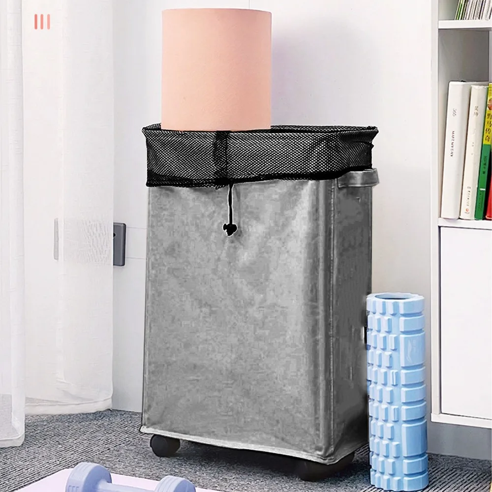 

4 Roll Wheels Laundry Basket with Wheels Portable Foldable Design Laundry Storage Bin Large Capacity Dark Gray