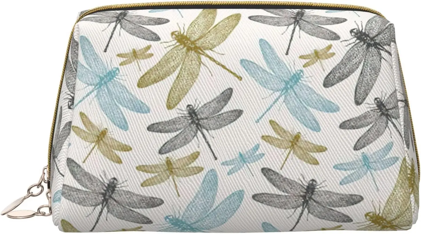 

simple dragonfly Print Leather zipper makeup bag Cosmetic Pouch Travel Organizer Toiletry Clutch