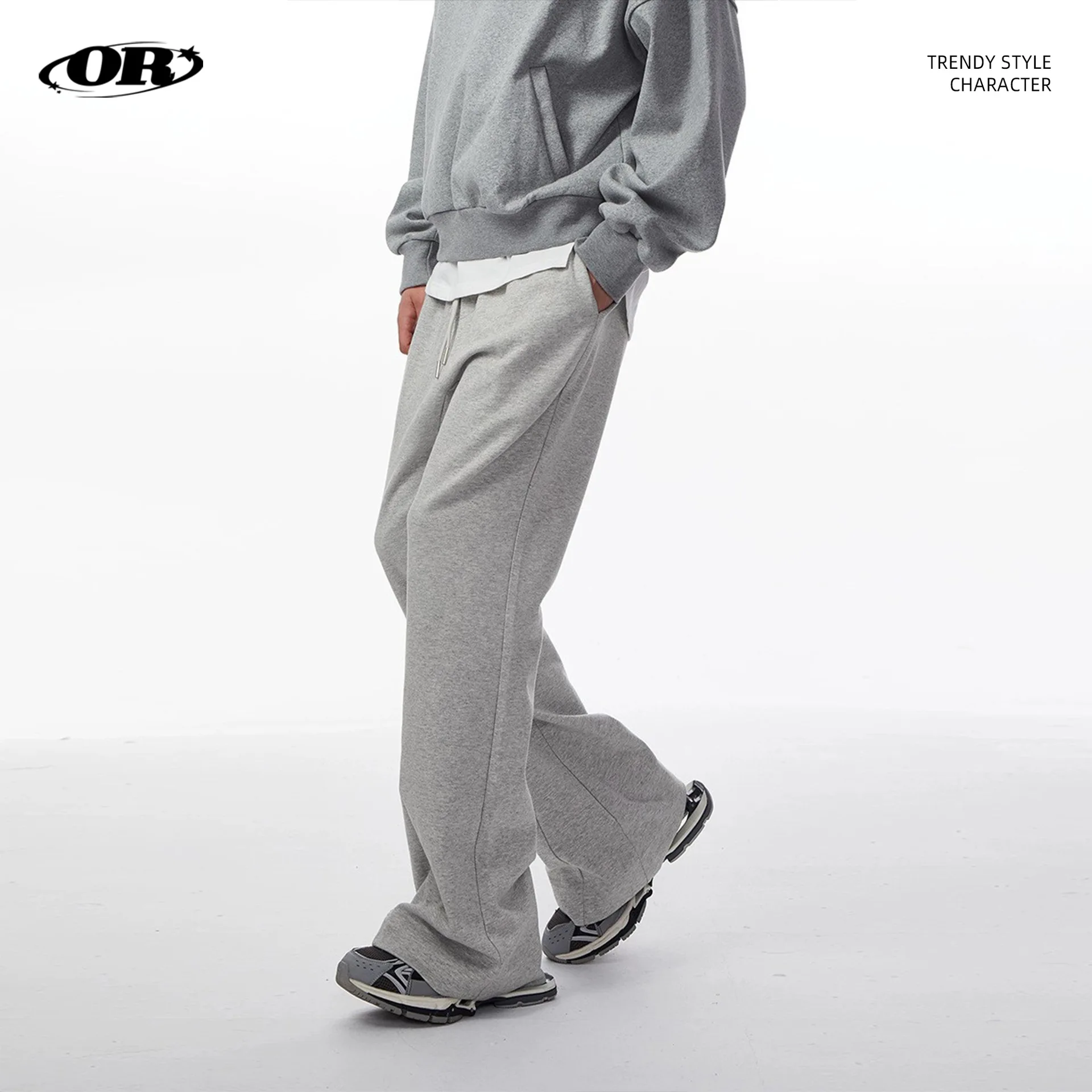 

OR FL Women's Cleanfit Retro Grey Wei La Slacks Sweatpants Trendy Brand Autumn Vibe Drooping Sensation Sports Pants Slacks Y2k