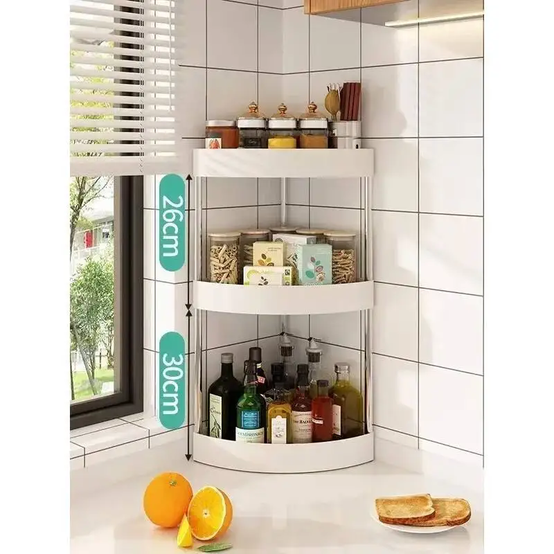 رف حمام ثلاثي الطبقات، يستخدم لزاوية المطبخ، رف تخزين البهارات متعدد الطبقات، رف زاوية الحوض.