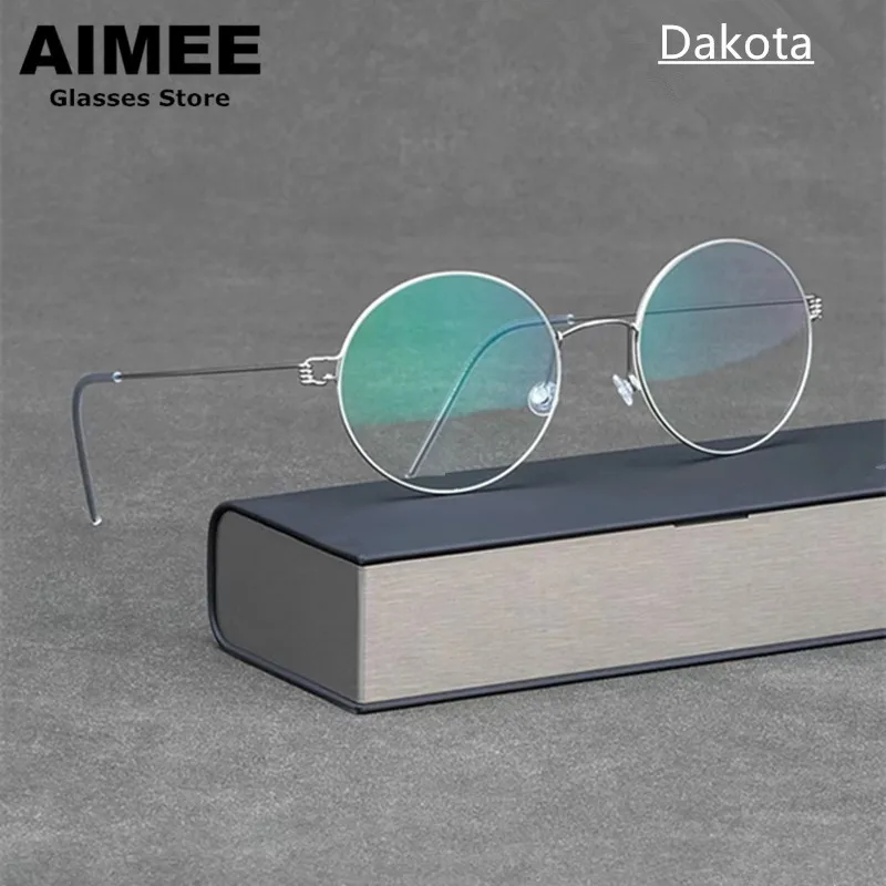 New Rim Screwless Titanium Ultralight Glasses Frame Denmark Brand Men Women Retro Round Eyeglasses Blue Light Spectacles Eyewear