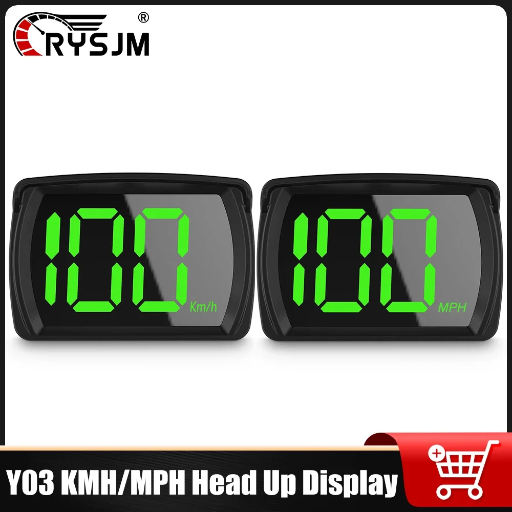 Y03 Big Font Car GPS Head Up Display Km/h MPH Speedometer Digital Speed Gauge Displayer Auto Electronic For Universal Vehicles