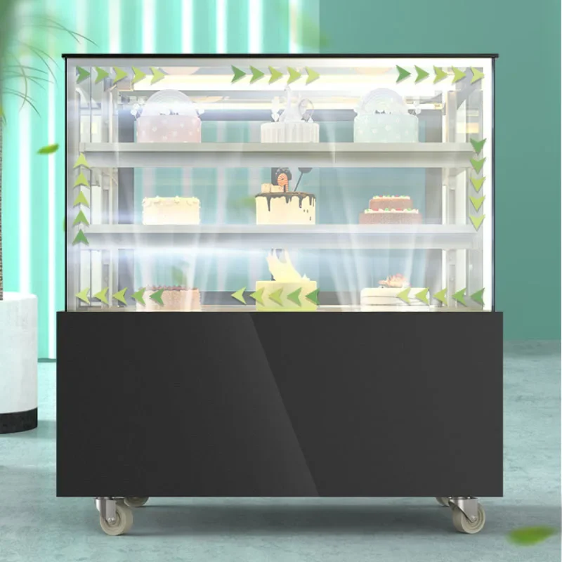 Horizontal cake, dessert, refrigerated display island cabinet, fruit and sushi open storage cabinet