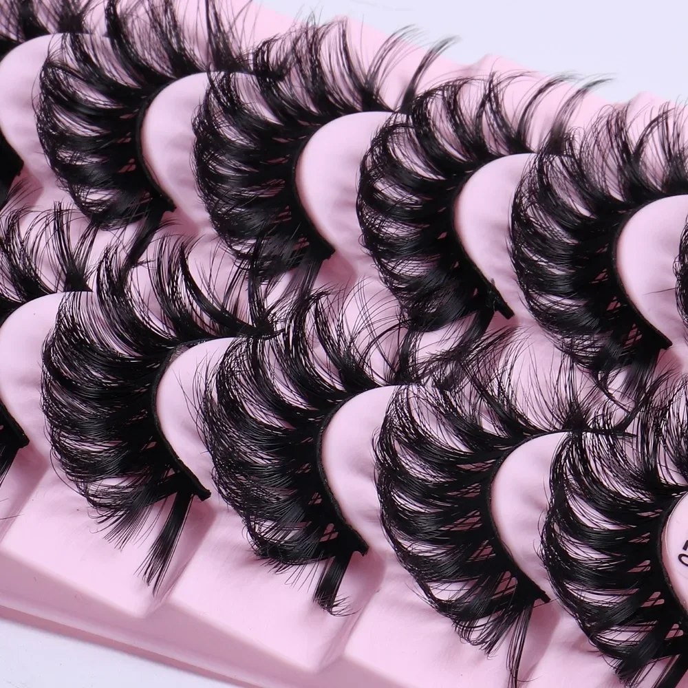 10 Pairs Russian Strip Lashes 3D Fluffy Lashes Natural Eyelashes Dramatic False Eyelashes Extension