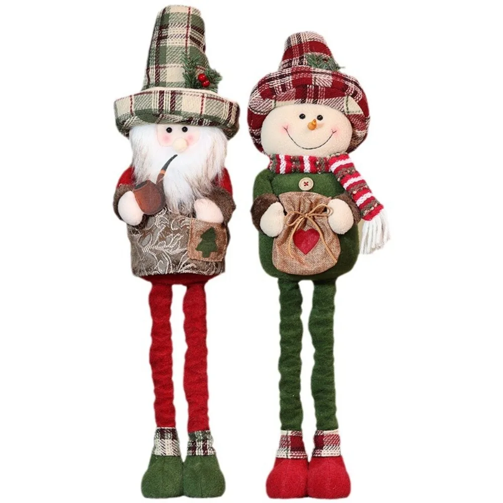 Scalable Long Leg Christmas Telescopic Doll Soft Material with Pine Cone Christmas Dwarf Ornaments Standing Posture