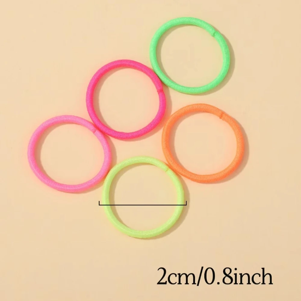 100 Pcs/Lot 2cm Hair Ties Gum Colorful Nylon Rubber Band Rope Doll Hair Accessories Black Elastic Hair Bands for Baby Girls Gift