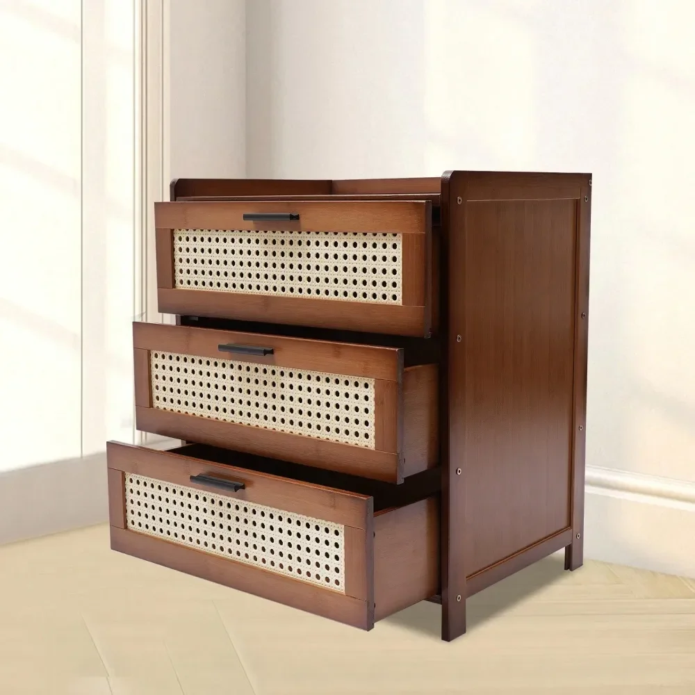 

With Drawer, MidCentury Modern End Table, Bamboo Accent Sofa Side Table Bedside Table For Small Spaces, Bedroom, Living Room, N