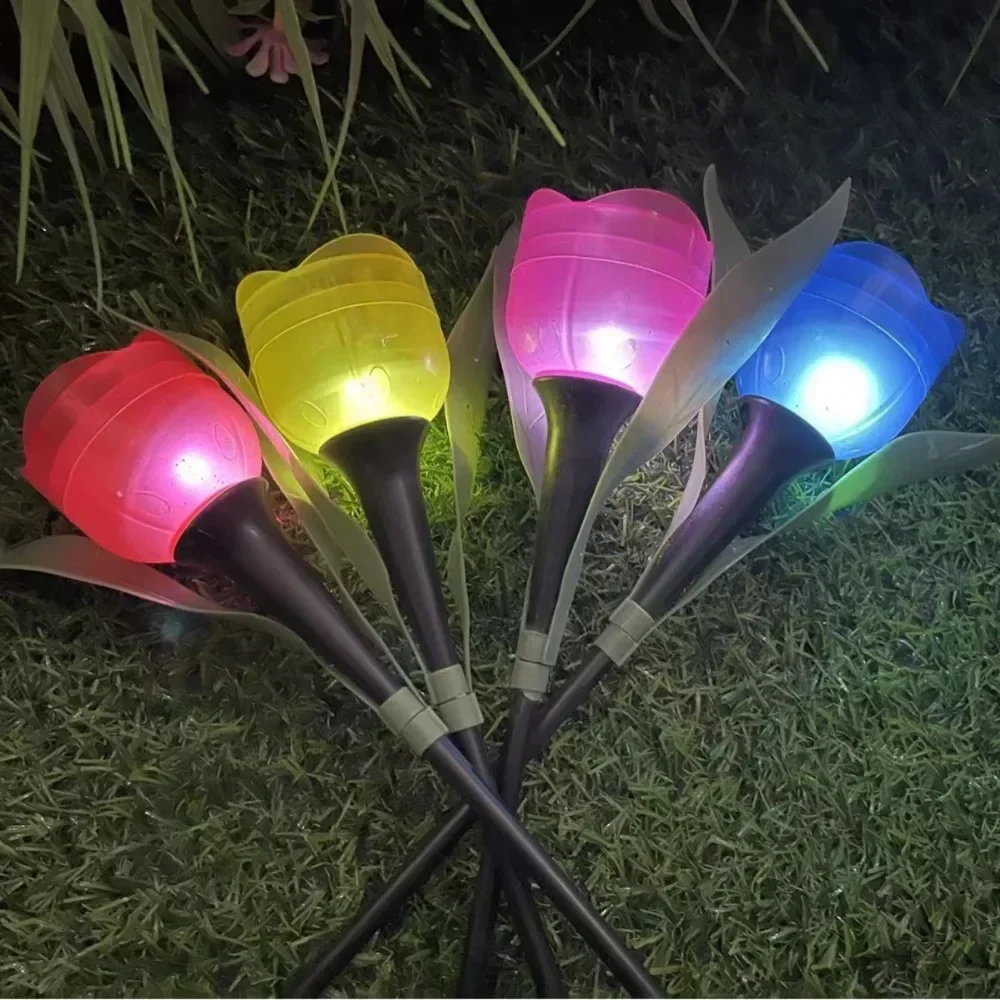 

Solar Outdoor LED Light Simulation Tulip Flower Landscape Lawn Light Waterproof Outdoor Courtyard Garden Pathway Yard Decoration