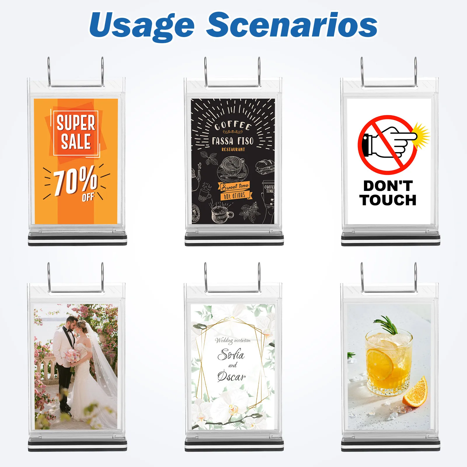 Menu Holder PVC Desktop Flip Display Stand for Restaurants Bars Coffee Shops Event Catering Services Clear Sign Organizer