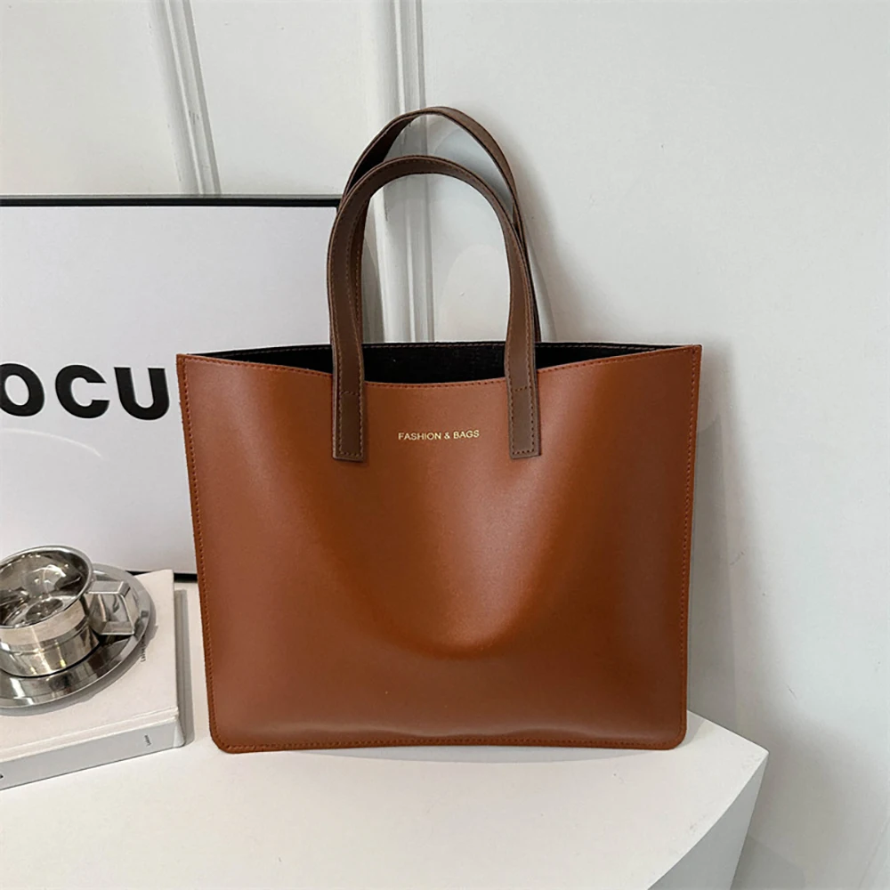 Large Capacity Tote Bag for Women 2024 New Casual Commuter Shoulder Bags Female Solid Ou Leather Versatile Computer Handbags