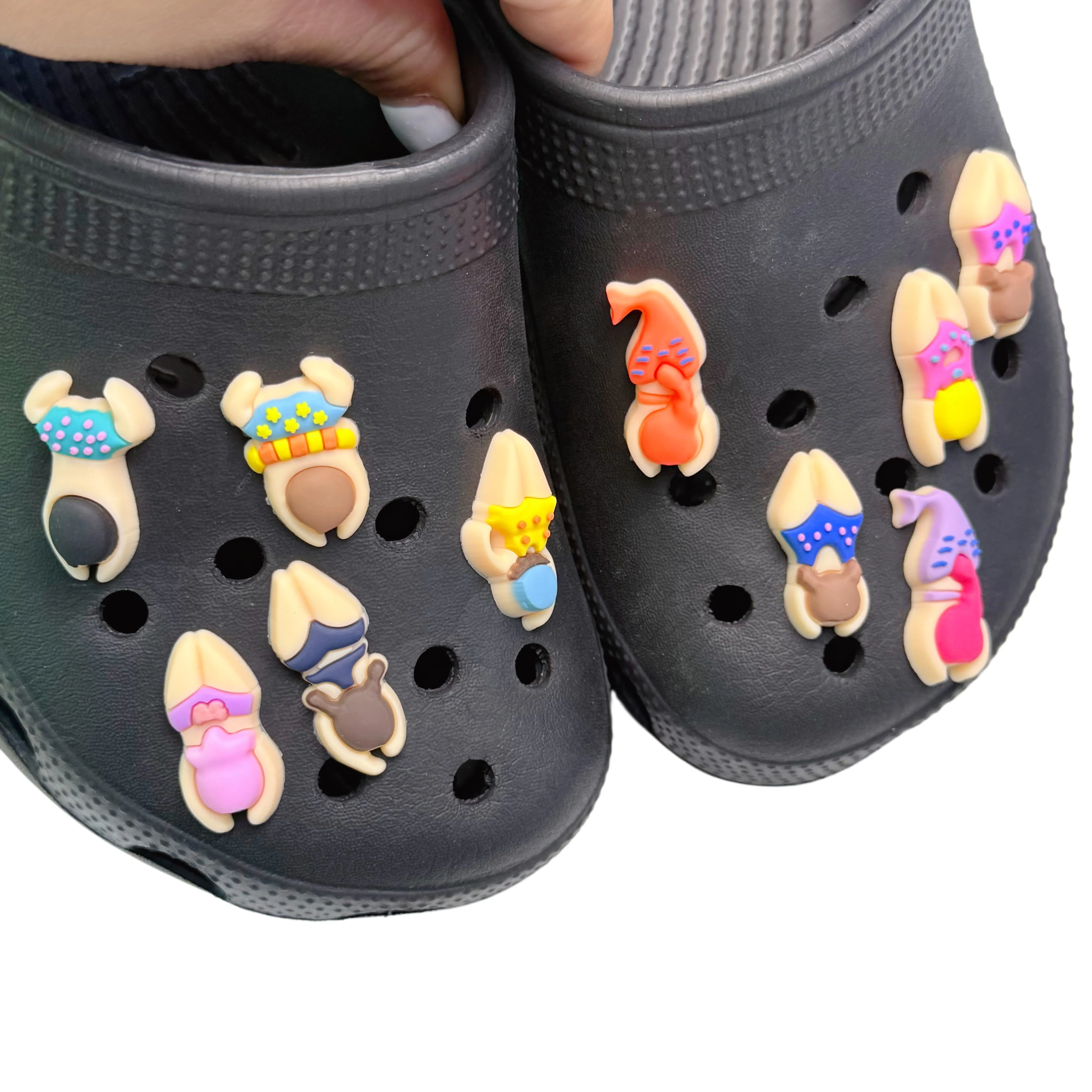 New Arrival 1-10Pcs Swimming Posture Lovely Shoe Buckle Charms Mermaid PVC Slipper Ornament Fit Sport Party Gifts