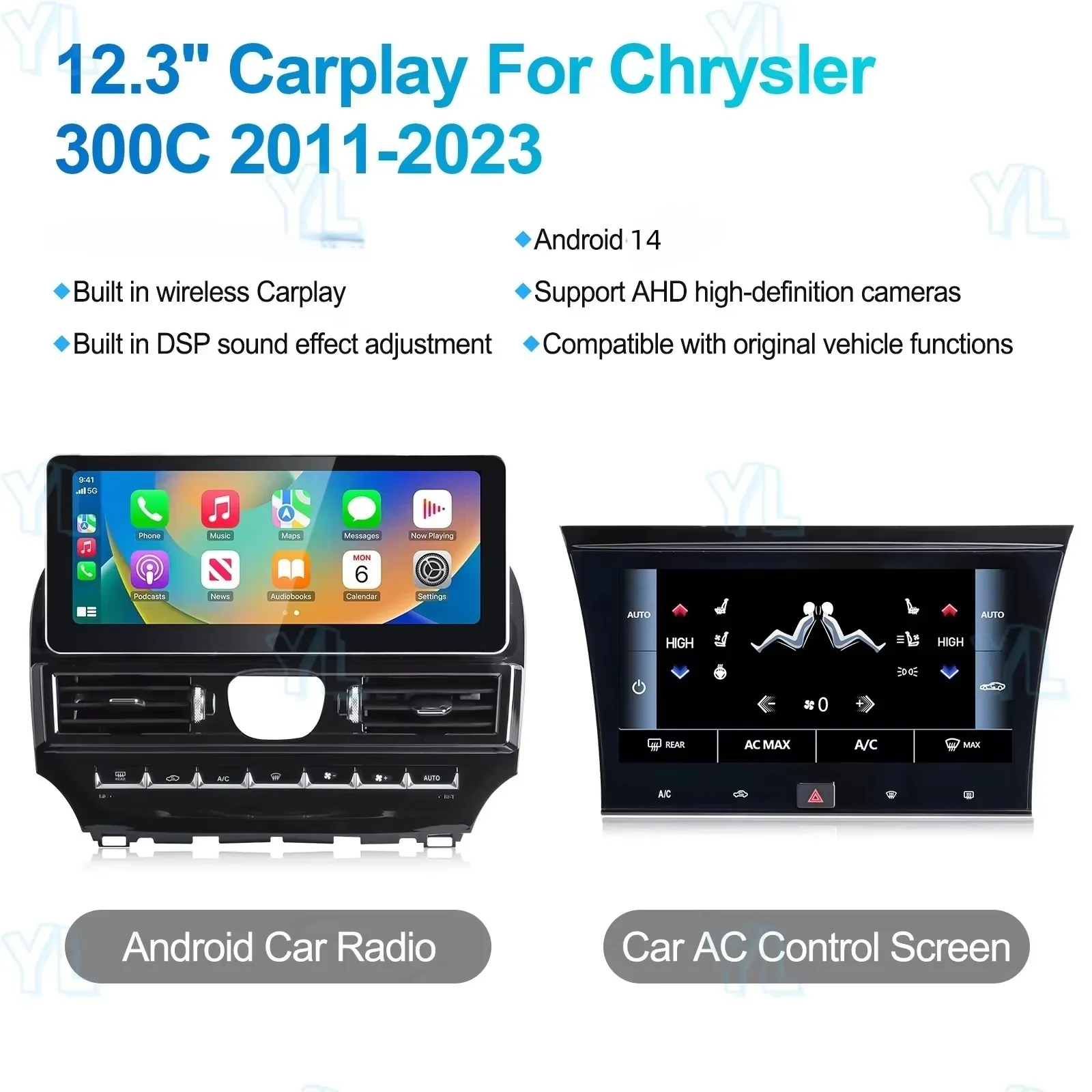 Car Multimedia Player 2Din For Chrysler 300C Android Auto Wireless Carplay G PS Navi FM Bluetooth Car Radio Head Unit