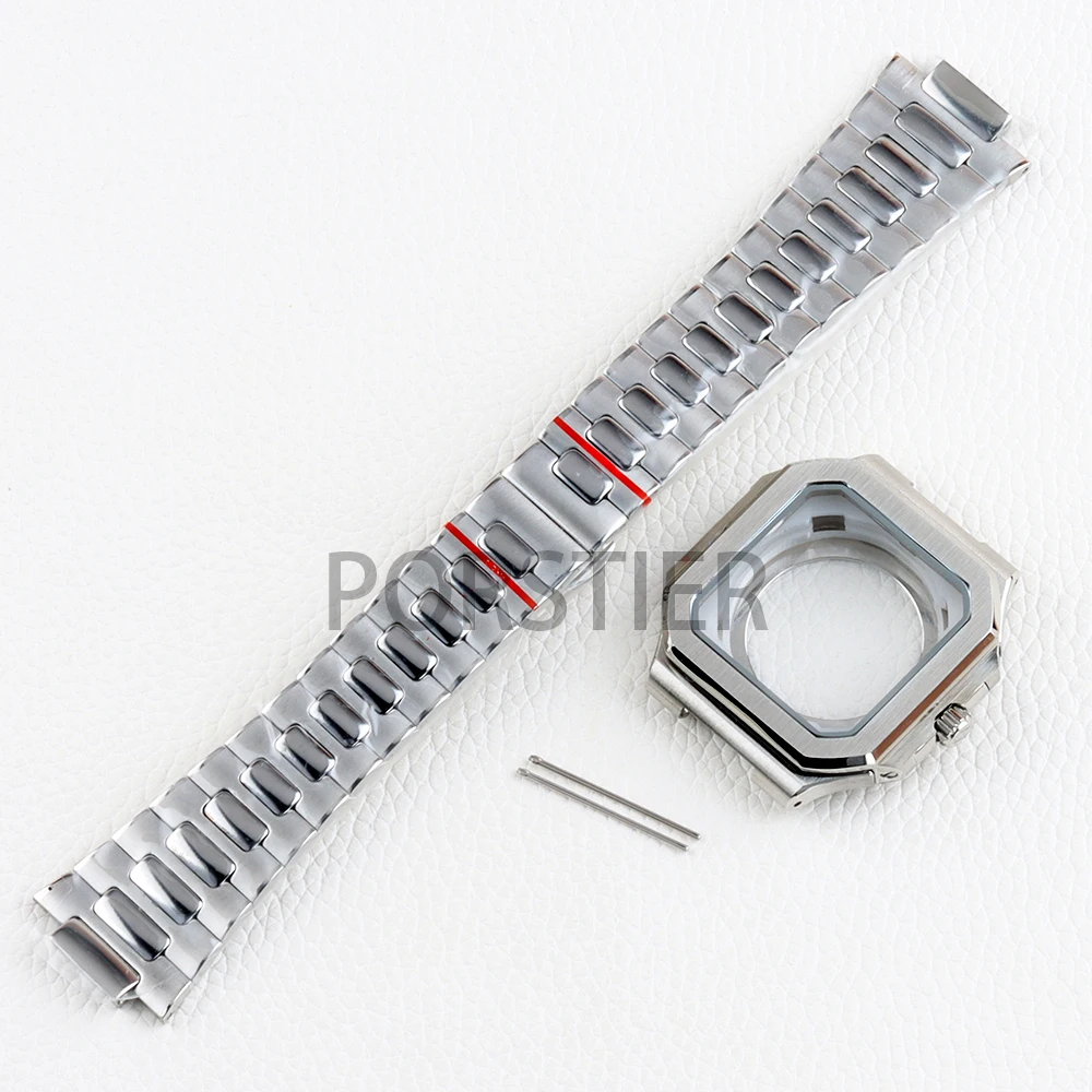 

Square NH35 Watch Case 38mm Solid 316L Stainless Steel 25mm Width Bracelet for Cubitus NH35 NH36 Movement 29.5mm Dial Parts