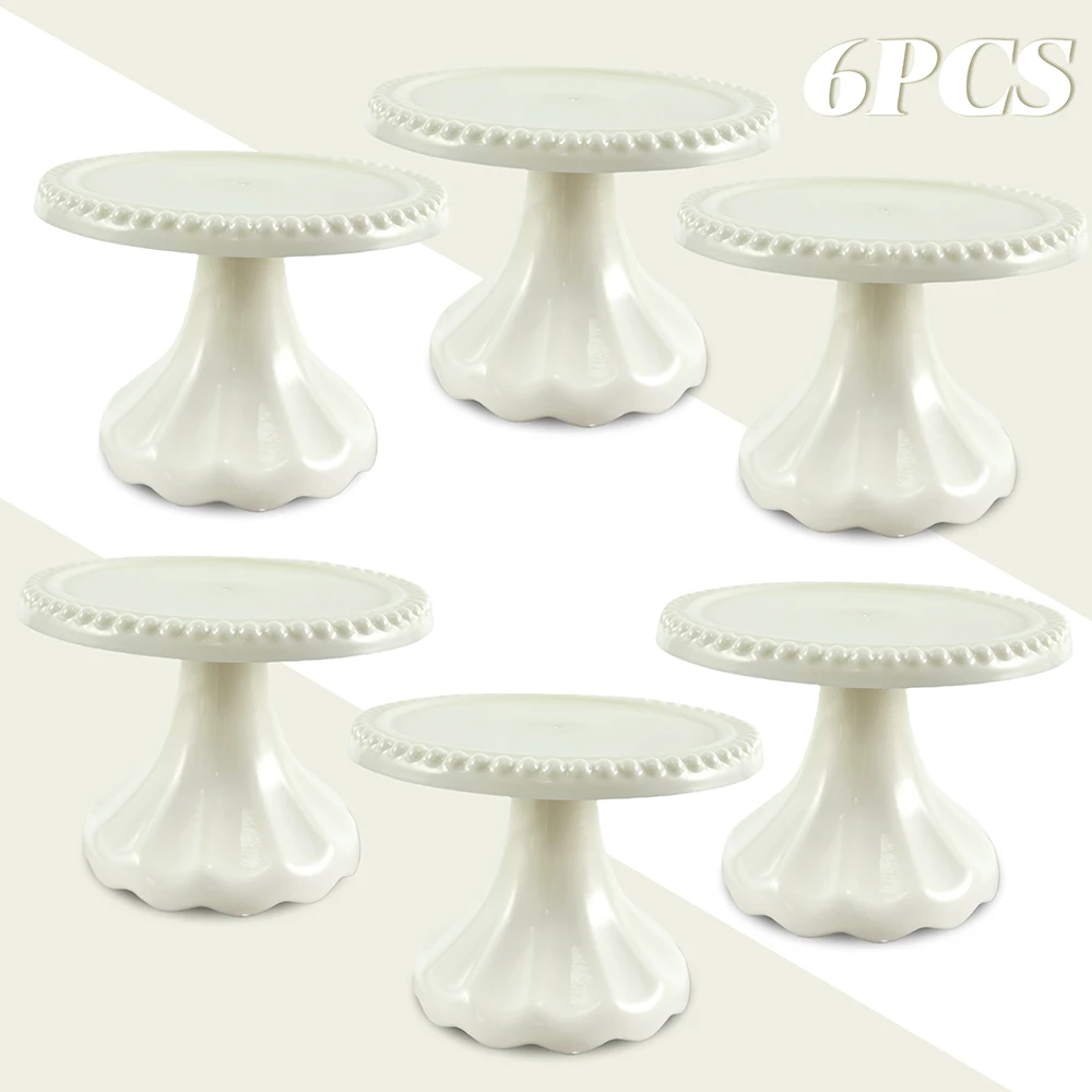 Set Of 6pcs Mini Cupcake Stand Plastic Cupcake Holder Serving Plate For Wedding Birthday Party Decorations Fiesta Decor